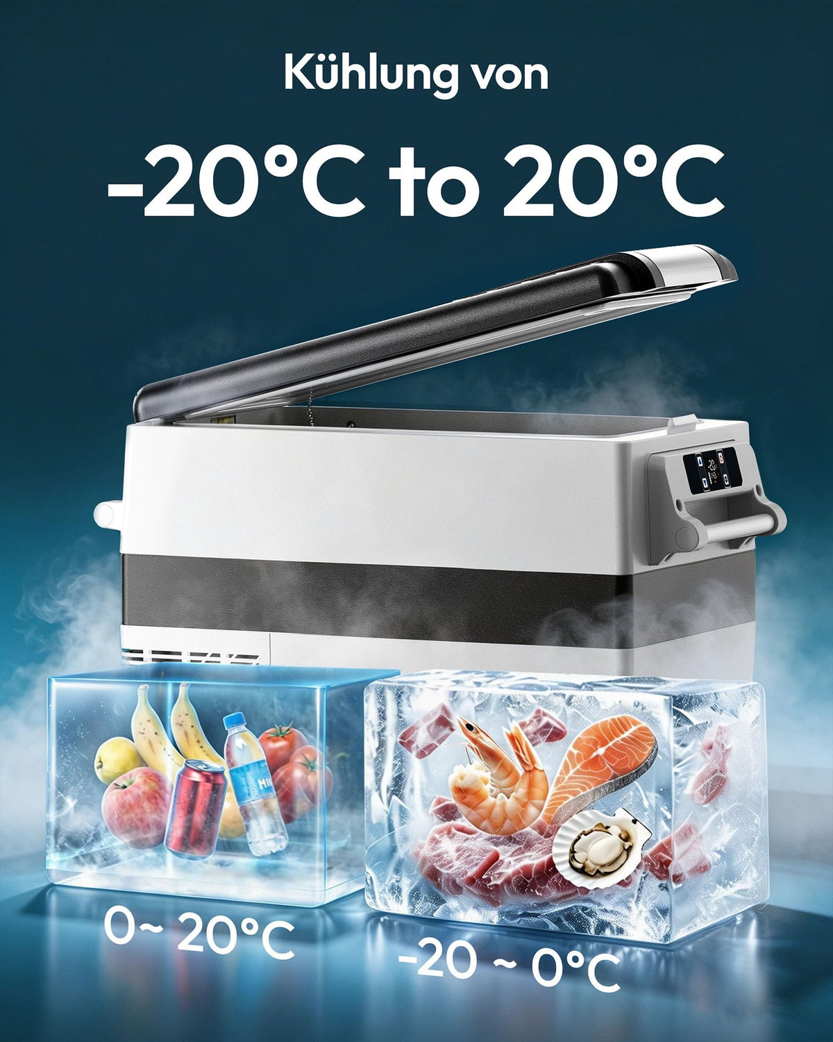 12V Kompressor Kühlbox 40L Kühlbox Auto Kompressor mit App Steuerung 12V/240V -20 bis 20 °C
