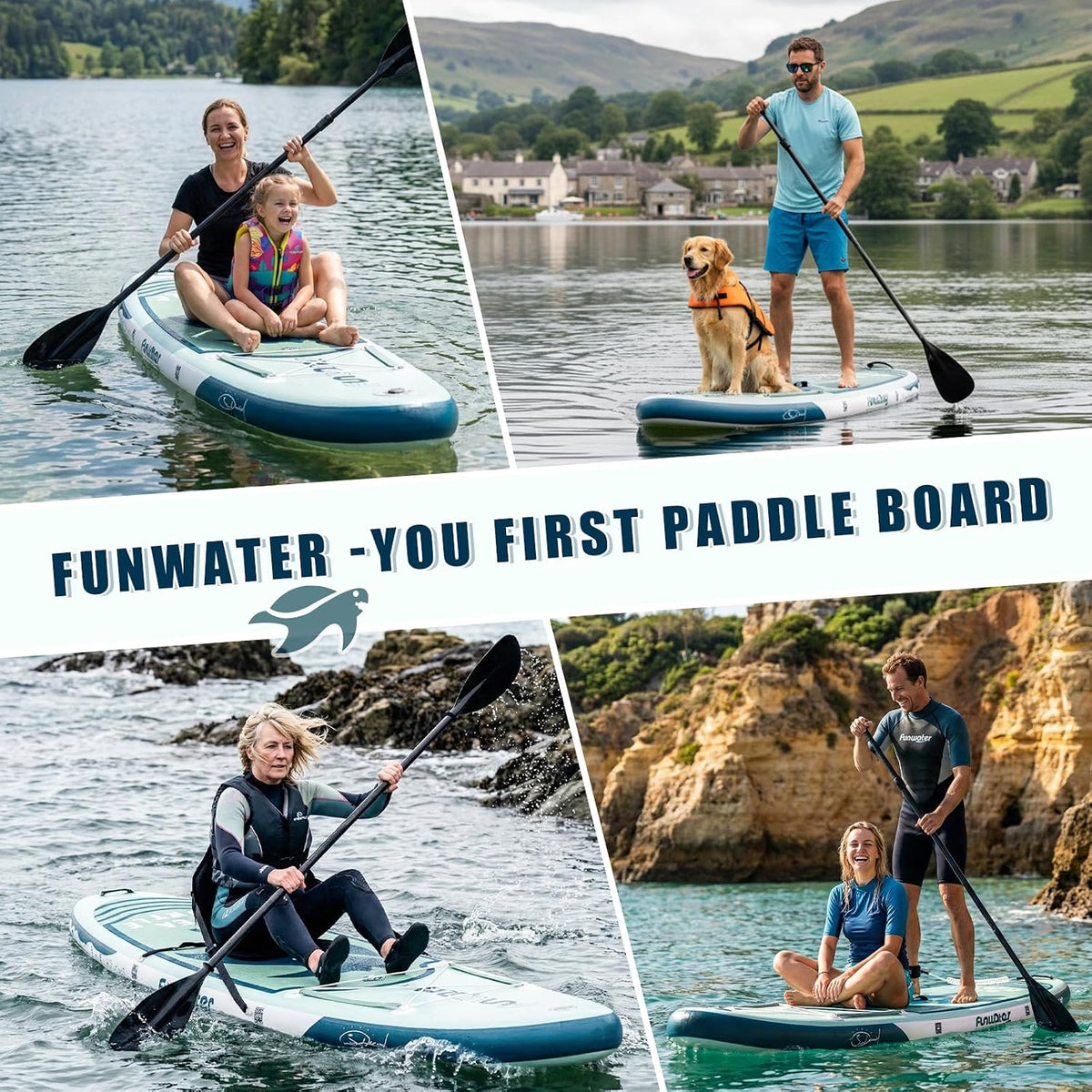 Stand Up Paddle Board 320 cm SUP aufblasbar für 1–2 Personen mit Zubehör Set PVC Doppelkammer stabil