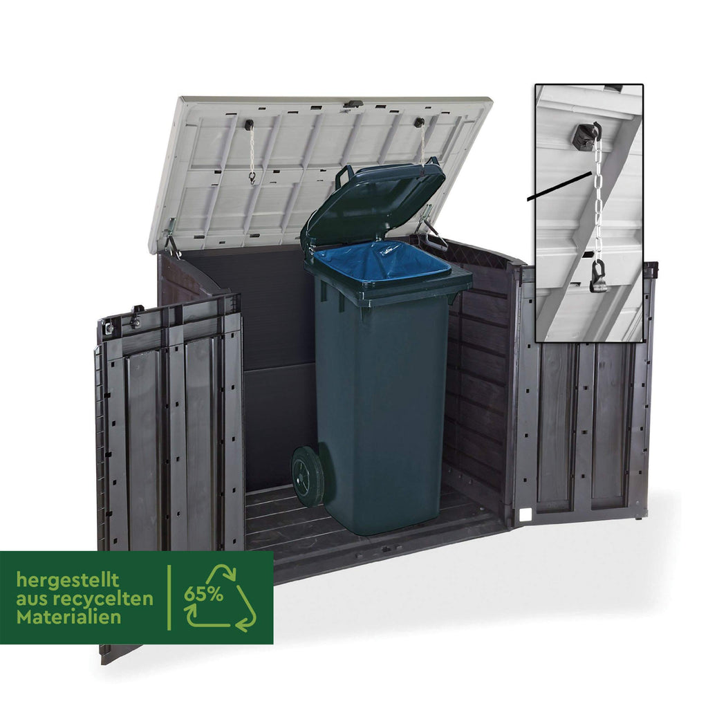 Mülltonnenbox Store it Out Max 1200L für 2 Mülltonnen bis 240L mit Bodenplatte und Regalhalter