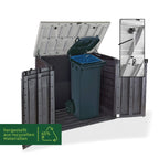 Mülltonnenbox Store it Out Max 1200L für 2 Mülltonnen bis 240L mit Bodenplatte und Regalhalter