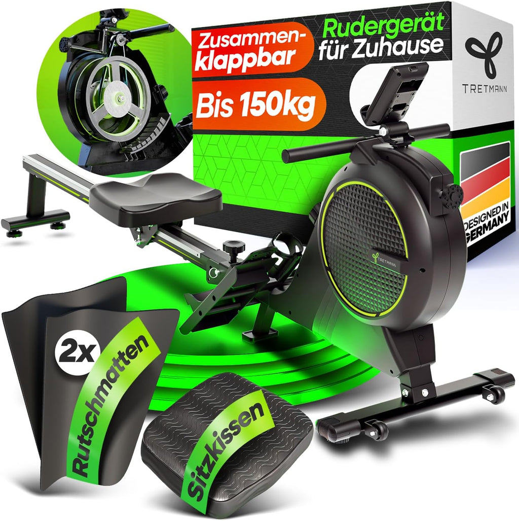 Rudergerät für Zuhause RW7003 Magnetischer Widerstand 16 Stufen bis 150 kg Klappbar Kohlenstoffstahl