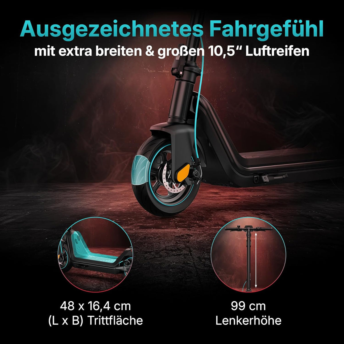 E-Scooter X900010-99 klappbar 450W Motor 50 km Reichweite 10,5 Zoll Luftreifen mit Blinker