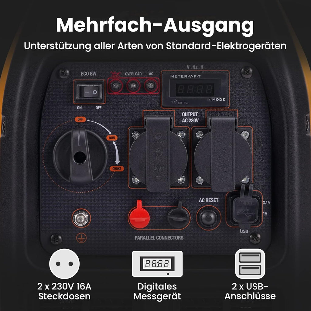 Inverter Stromerzeuger 2300W MXR2300 Benzin 4-Takt 230V USB tragbar leiser Generator Camping Wohnmobil Notstrom