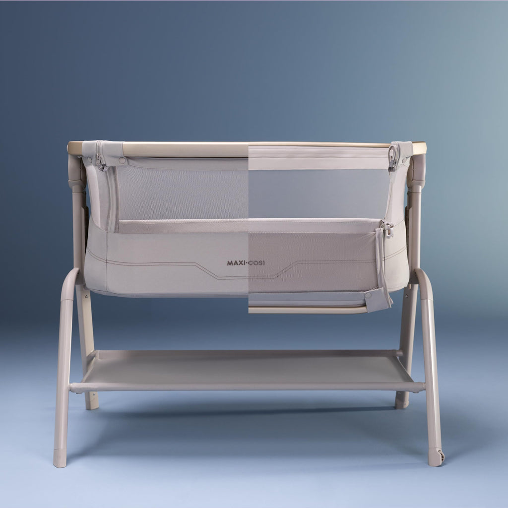 Stubenbett Baby Iora² 5-fach höhenverstellbar mit CloudCore-Matratze 5 cm Easy Slide 2 Rollen Elegance Beige