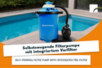 Filteranlage Comfort 75 7800 l/h für Pools bis 40000 l mit selbstsaugender Pumpe Vorfilter und Manometer 32/38 mm