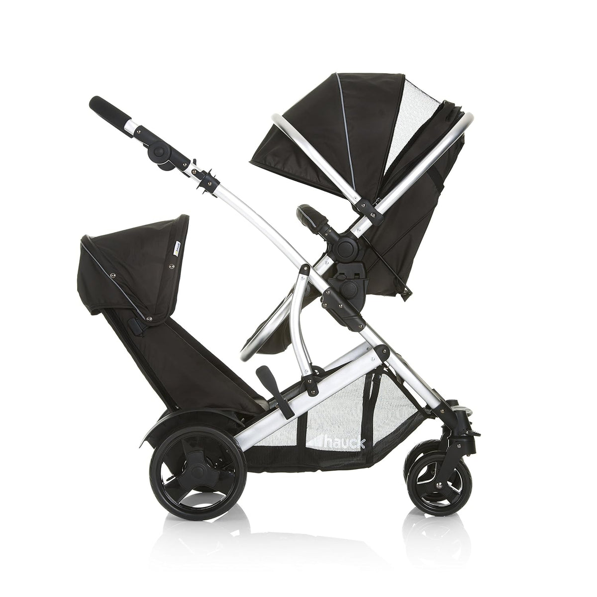Geschwisterwagen Duett 2 Tandem Kinderwagen mit Babywanne und Sportsitz 2 Sitze bis 15 kg höhenverstellbar inkl Regenschutz