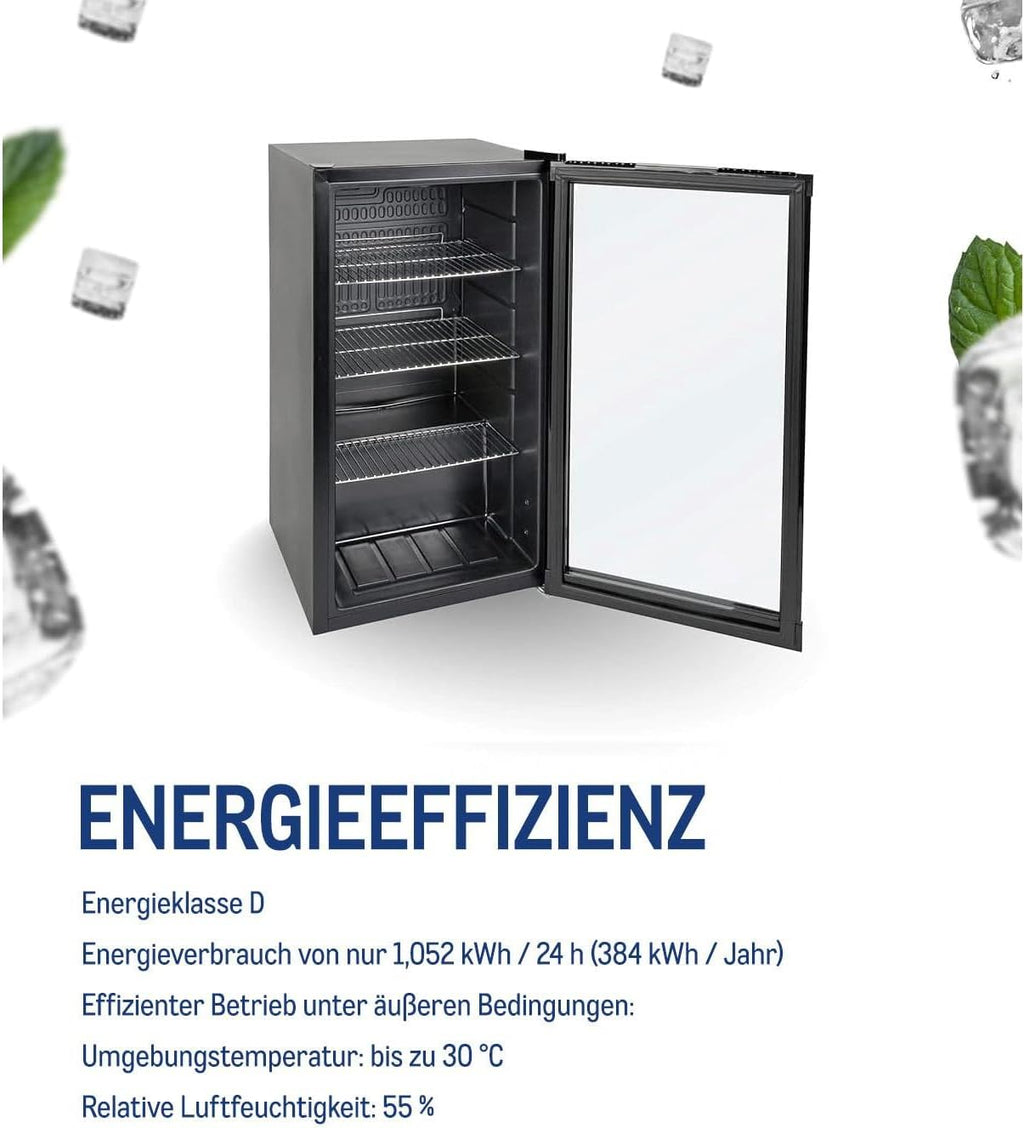 Mini Kühlschrank GPC1088 88L eingebaut Kompakt 3 Glasböden automatische Abtauung LED Innenbeleuchtung