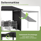 Pavillon 3 x 3 m Grillpavillon erweiterbar auf 3 x 4,8 m mit verstellbarer Markise 1,8 m Stahlgestell 4 Seitenwände