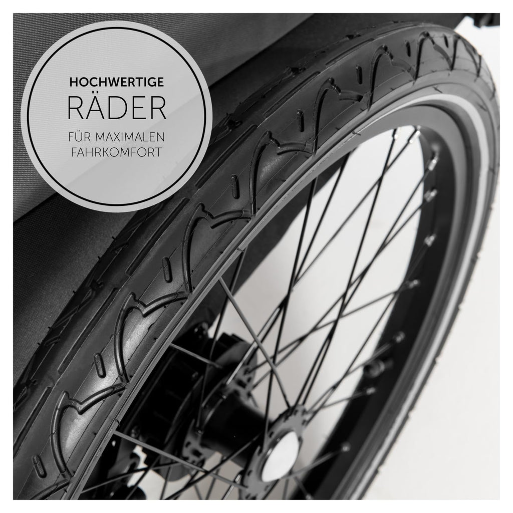 2in1 Fahrradanhänger Kinderwagen für 2 Kinder Dryk Duo bis 22 kg 120 cm faltbar für Zwillinge und Geschwister