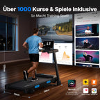 Laufband klappbar mit Steigung MR-T12B2 0–15% Neigung 0.8–12 km/h 136 kg Tragkraft 42×108 cm Lauffläche App Steuerung