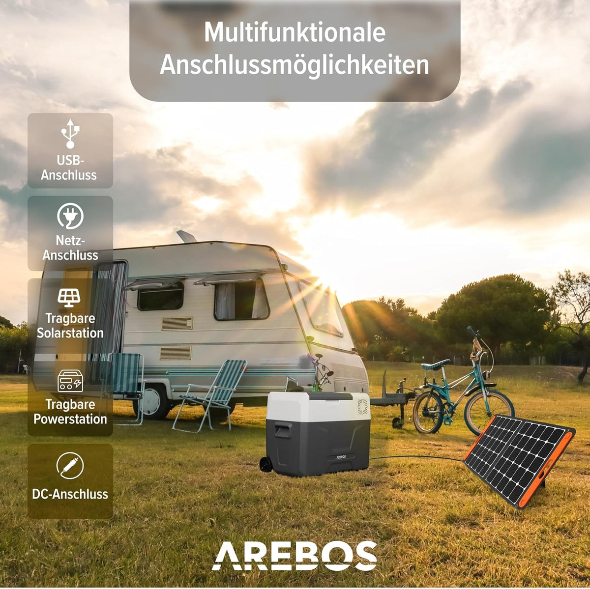 Kompressor Kühlbox 39 Liter mit Rollen 12/24V 230V -20°C bis +20°C mobile Kühltruhe mit USB Anschluss für Auto Camping Wohnmobil