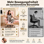 Bürostuhl mit Fußstütze verstellbare Rückenlehne 135° breiter Sitz Teddy-Stoff Drehstuhl für Home Office Lesen Entspannen