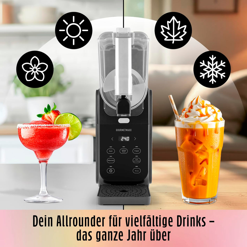 Slushmaschine 2,8 l mit 5 Programmen 180 W Kompressor Kühlfunktion Vorspülmodus für Slushies Milchshakes und Softeis