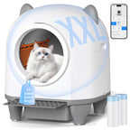 Automatische Katzentoilette 90L selbstreinigend mit App-Steuerung Sicherheitssensoren 8,5L Abfallbehälter für mehrere Katzen
