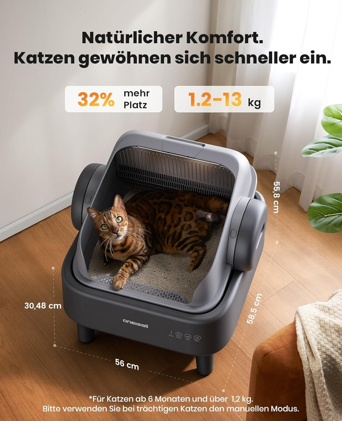 Selbstreinigende Katzentoilette XXL offen Automatik mit EaseClean System manuell automatisch inkl Katzenmatte und 40 Beutel