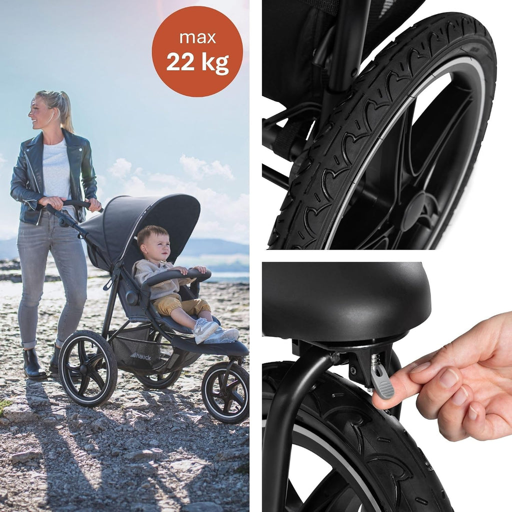 Kinderwagen 3-Rad Buggy mit Luftreifen Liegefunktion UV Schutz 50+ bis 22 kg klappbar Modell Runner 2 274200