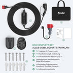Mobile Wallbox EV Ladegerät 11kW 400V Typ 2 7,6m Kabel 8-16A CEE 3-phasig IP66 App Steuerung Modell