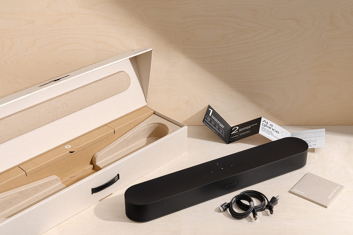 Soundbar Beam Gen 2 mit Dolby Atmos 3D Audio WLAN Ethernet und HDMI-Kabel für TV und Home Entertainment