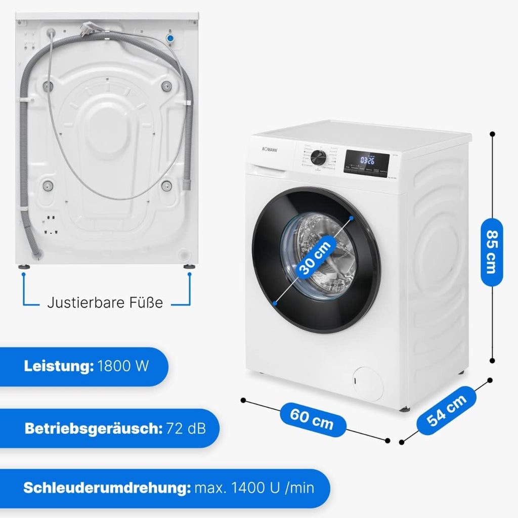 Waschmaschine WA 7185 8kg 1400 U/min Frontlader 15 Programme LED Display Dampffunktion Invertermotor