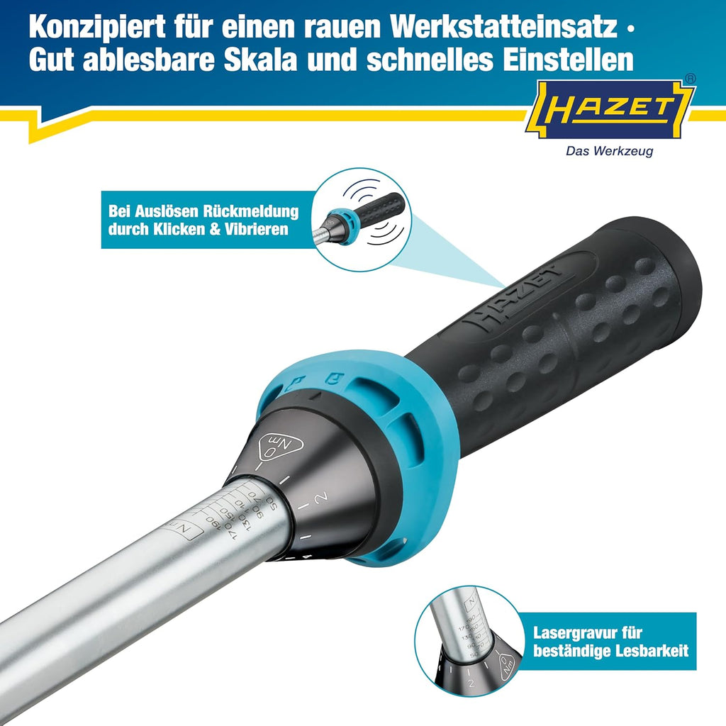 Drehmomentschlüssel 5122-2CT 1/2 Zoll Vierkant 12,5 mm 40-200 Nm ±4 % Umschaltknarre mit Kalibrierschein 519 mm