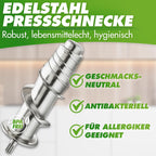 Slow Juicer Entsafter GREEN-PRESS MAX Edelstahl 200 W 2 L Fassungsvermögen Horizontale Saftpresse