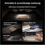 4-Bay NAS DXP4800 GT mit AMD Ryzen R2514 8GB DDR4 Dual 10GbE 4K HDMI 2x M.2 NVMe und U.2 Steckplätzen