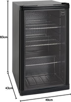 Mini Kühlschrank GPC1088 88L eingebaut Kompakt 3 Glasböden automatische Abtauung LED Innenbeleuchtung