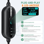 Mobile Wallbox EV Ladegerät 11kW 400V Typ 2 7,6m Kabel 8-16A CEE 3-phasig IP66 App Steuerung Modell
