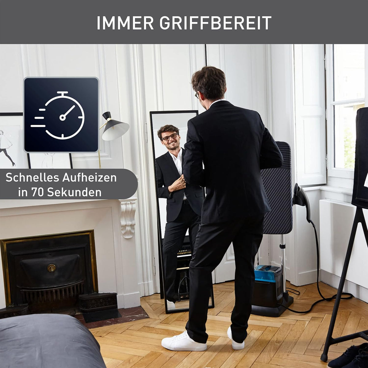 Dampfglätter All-in-One Bügelsystem mit Smart Board QT2022 5,8 bar 200 g/min 40x40x168 cm