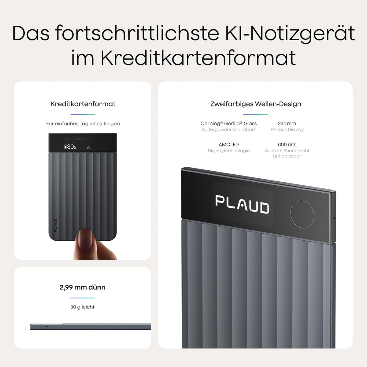KI Diktiergerät Note Pro Sprachrekorder mit Transkription und Zusammenfassung 64GB Bluetooth 50h Aufnahmezeit