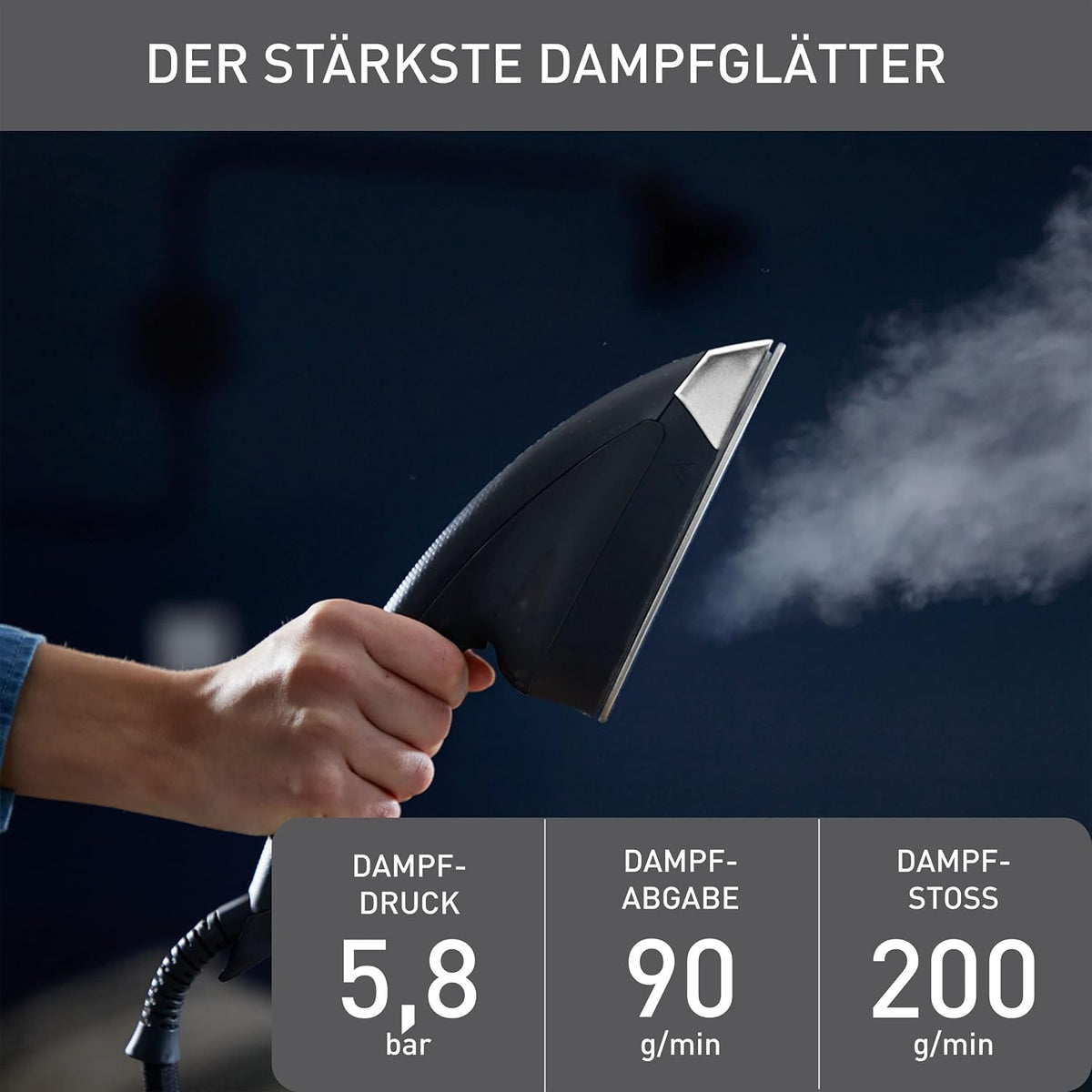Dampfglätter All-in-One Bügelsystem mit Smart Board QT2022 5,8 bar 200 g/min 40x40x168 cm
