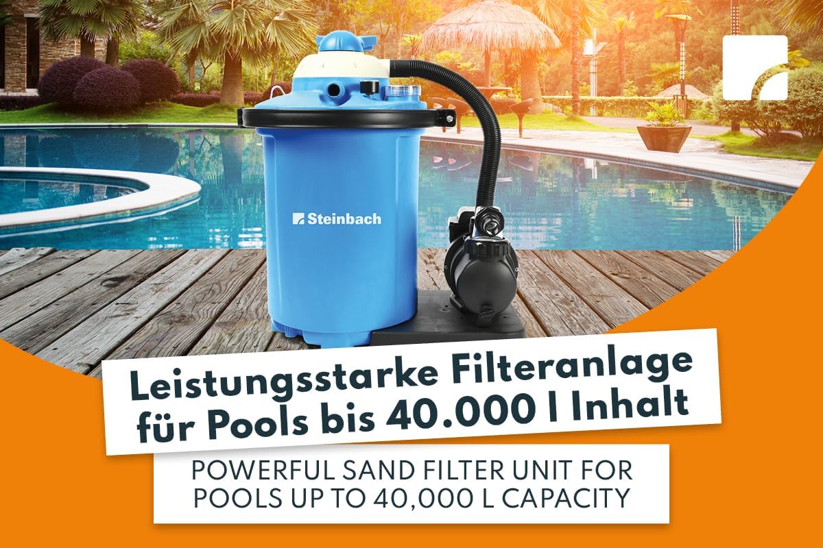 Pool Filteranlage Comfort 75 040100 Pumpe 7800 l h für Pools bis 40000 l mit Vorfilter Timer Manometer 2 Zoll Adapter