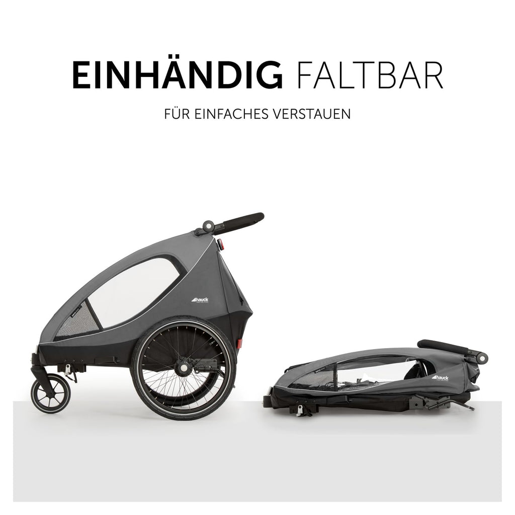 2in1 Fahrradanhänger Kinderwagen für 2 Kinder Dryk Duo bis 22 kg 120 cm faltbar für Zwillinge und Geschwister