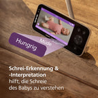 Babyphone mit App 1080p HD Kamera Schlaf- und Atemtracking KI Schreierkennung Wandhalterung Wi-Fi 400 m Reichweite