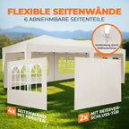 Faltpavillon 3x6 m wasserdicht UV Schutz 50+ mit 6 Seitenteilen Stahlgestell Polyester Dach Partyzelt Champagner