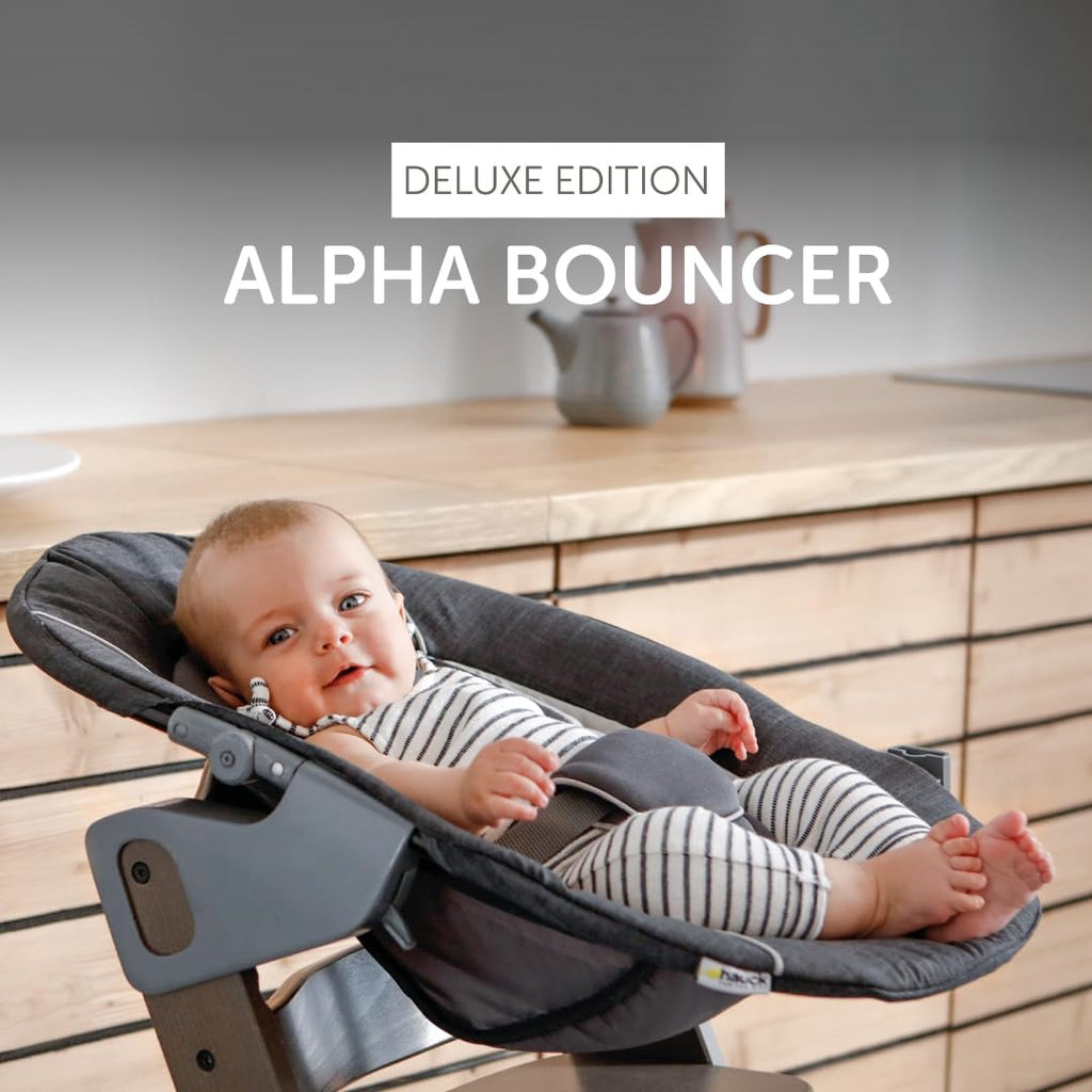 Babyhochstuhl Beta+ Newborn Set Deluxe mit Bouncer Essbrett und Sitzpolster aus Buchenholz bis 90 kg