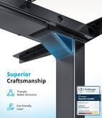 Elektrisches höhenverstellbares Tischgestell T2 Pro Plus Dualmotor 3-stufig 62-125cm 160kg Schwarz Stahl USB
