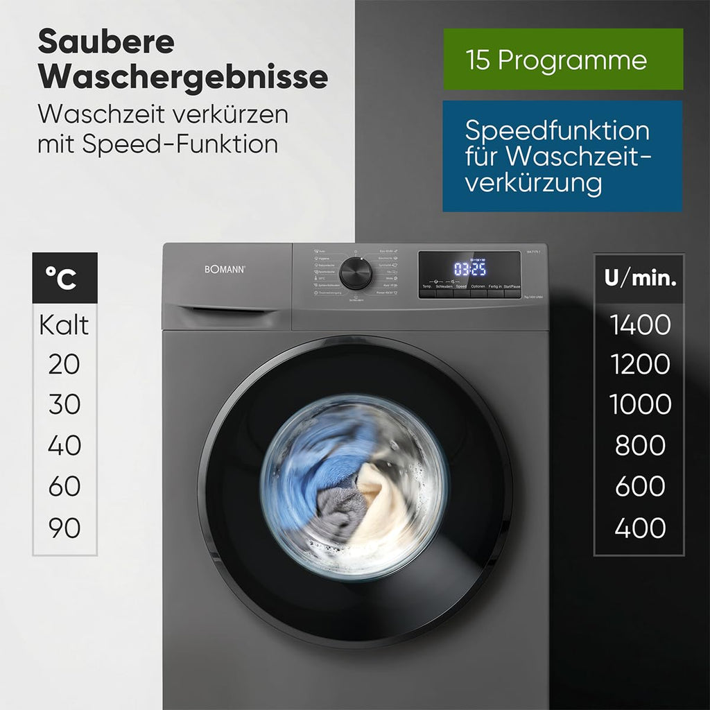 Waschmaschine WA 7175.1 7 kg Invertermotor 1400 U/min 15 Programme Energieeffizienzklasse A LED-Display