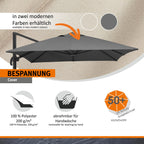 Rechteckiger Ampelschirm RHODOS GRANDE 400 x 300 cm aus Polyester mit Aluminiumgestell Kurbel 360° drehbar Anthrazit