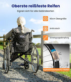 Faltbarer Rollstuhl U31 für Erwachsene bis 150 kg Selbstantrieb mit Doppelbremsen pannensicheren Reifen und Fußstützen Hellgrau