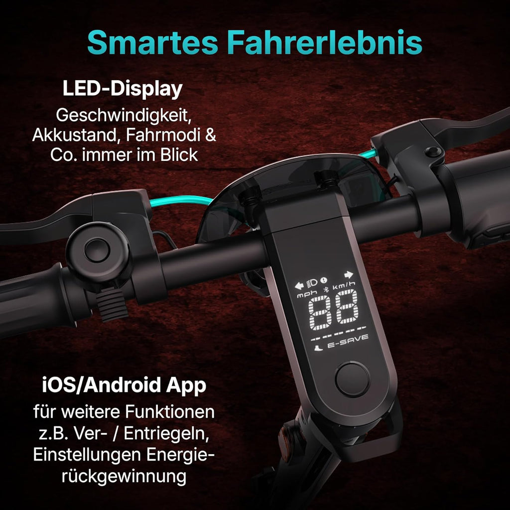 E-Scooter X900010-99 klappbar 450W Motor 50 km Reichweite 10,5 Zoll Luftreifen mit Blinker