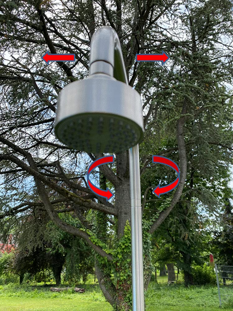 Gartendusche Aussendusche Pooldusche Edelstahl Nickel gebürstet 360° schwenkbarer Duschkopf 2 Strahlarten Antikalkdüsen