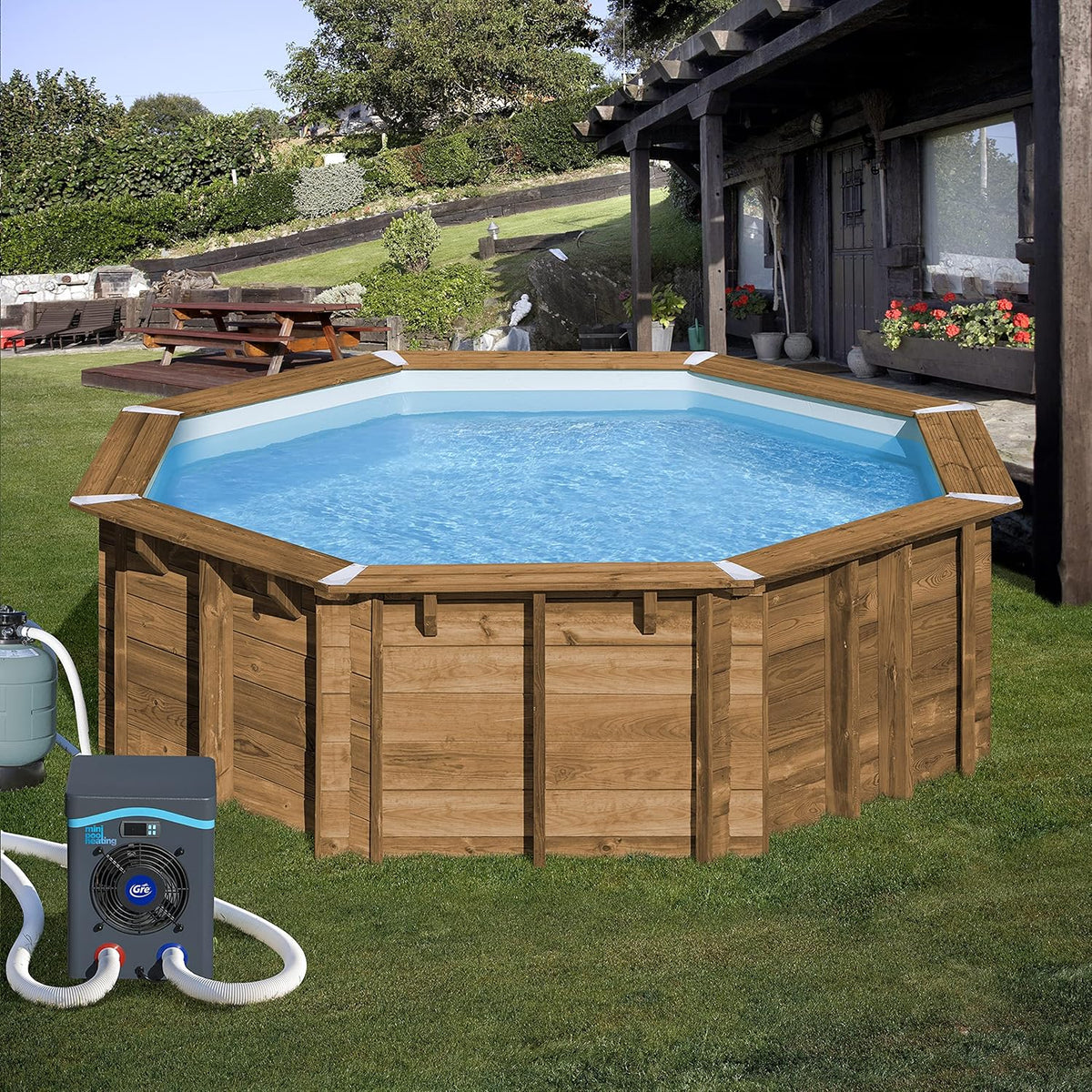 Pool-Wärmepumpe HPM20 20 m³ Poolheizung 230 V R32 Kältemittel 32/38 mm Schlauchanschluss