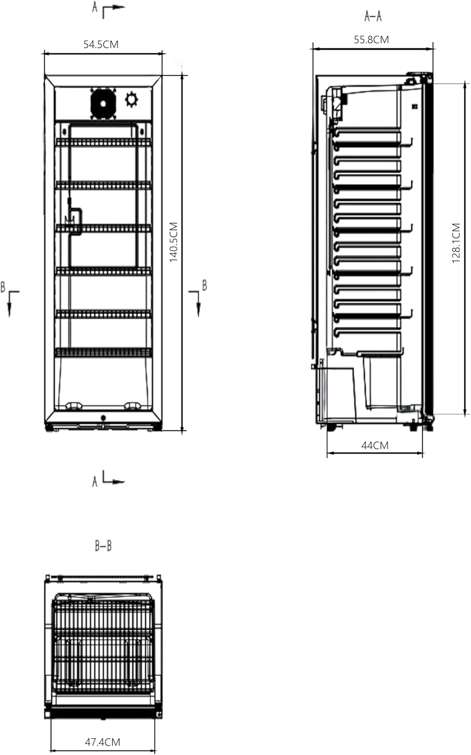Getränkekühlschrank GSC4240B 237L 110W mit LED-Innenbeleuchtung und 6 verstellbaren Einlegeböden