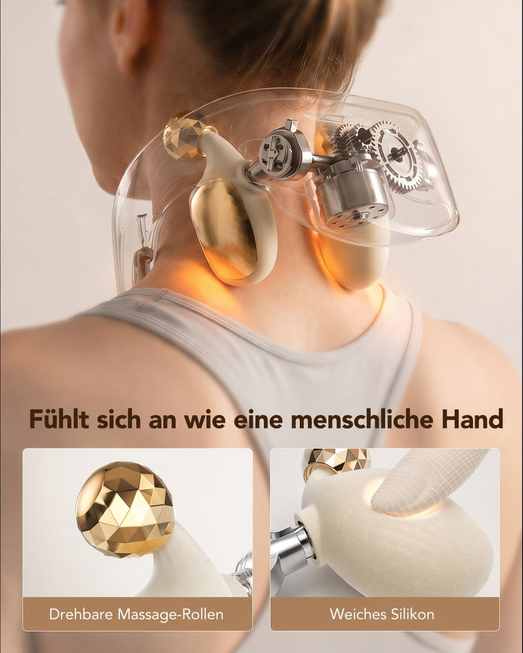 PS700 Nackenmassagegerät mit Wärme Shiatsu kabellos 120 Min Akkulaufzeit 3000 U/min