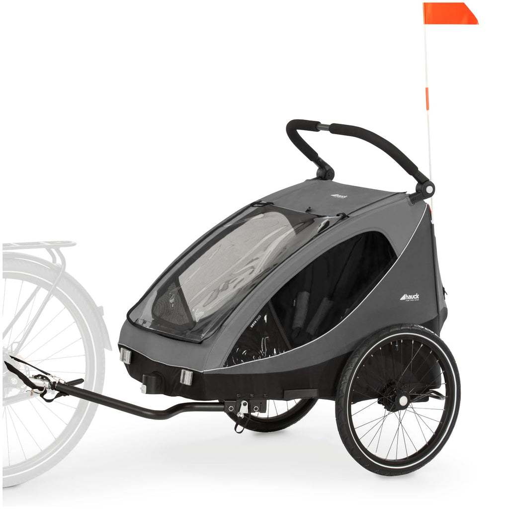 2in1 Fahrradanhänger Kinderwagen für 2 Kinder Dryk Duo bis 22 kg 120 cm faltbar für Zwillinge und Geschwister