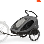 2in1 Fahrradanhänger Kinderwagen für 2 Kinder Dryk Duo bis 22 kg 120 cm faltbar für Zwillinge und Geschwister