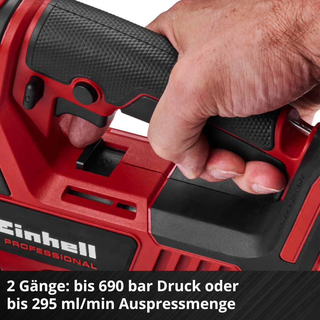 Akku Fettpresse TP-GR 18/690 Li 18 V 690 bar 295 ml/min 2 Gänge mit 120 cm Schlauch und Tragegurt ohne Akku