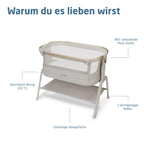 Stubenbett Baby Iora² 5-fach höhenverstellbar mit CloudCore-Matratze 5 cm Easy Slide 2 Rollen Elegance Beige