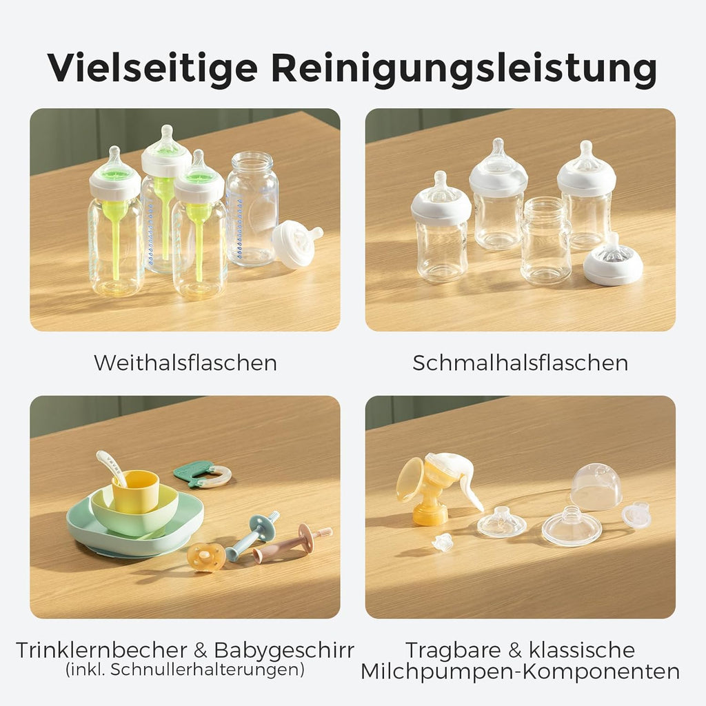 Flaschenreiniger Sterilisator und Trockner BS03 KleanPal Pro für Babyflaschen Pumpsets 9 Modi inkl 60 Reinigungstabletten